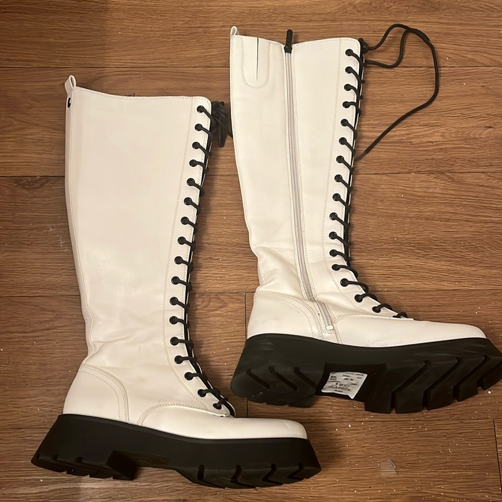 CIRCUS Sam Edelman Women's Goth Boots Lilah White Round Toe Knee High 8.…